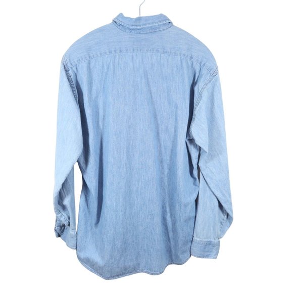 LEVI'S Mens Size L Light Blue Wash Denim Western Style Button Up Shirt - Picture 2 of 5
